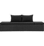 VidaXL Ligbed met kussens poly rattan zwart