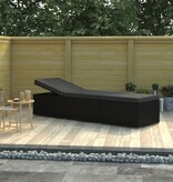 VidaXL Ligbed met kussen poly rattan zwart
