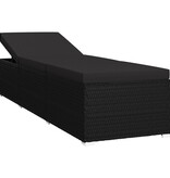 VidaXL Ligbed met kussen poly rattan zwart