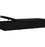 VidaXL Ligbed met kussen poly rattan zwart