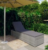 VidaXL Ligbed met kussen poly rattan grijs
