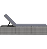 VidaXL Ligbed met kussen poly rattan grijs