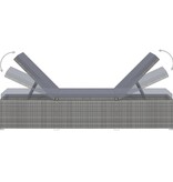 VidaXL Ligbed met kussen poly rattan grijs
