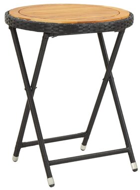 VidaXL Theetafel 60 cm poly rattan en massief acaciahout zwart