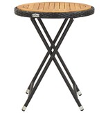 VidaXL Theetafel 60 cm poly rattan en massief acaciahout zwart