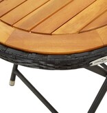 VidaXL Theetafel 60 cm poly rattan en massief acaciahout zwart