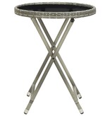 VidaXL Theetafel 60 cm poly rattan en gehard glas grijs