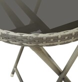 VidaXL Theetafel 60 cm poly rattan en gehard glas grijs