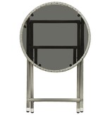 VidaXL Theetafel 60 cm poly rattan en gehard glas grijs