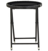 VidaXL Theetafel 60 cm poly rattan en gehard glas zwart
