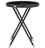 VidaXL Theetafel 60 cm poly rattan en gehard glas zwart