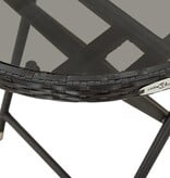 VidaXL Theetafel 60 cm poly rattan en gehard glas zwart