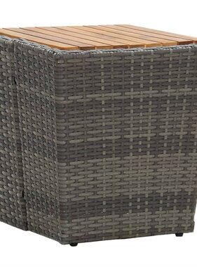 VidaXL Theetafel 41,5x41,5x43 cm poly rattan massief acaciahout grijs