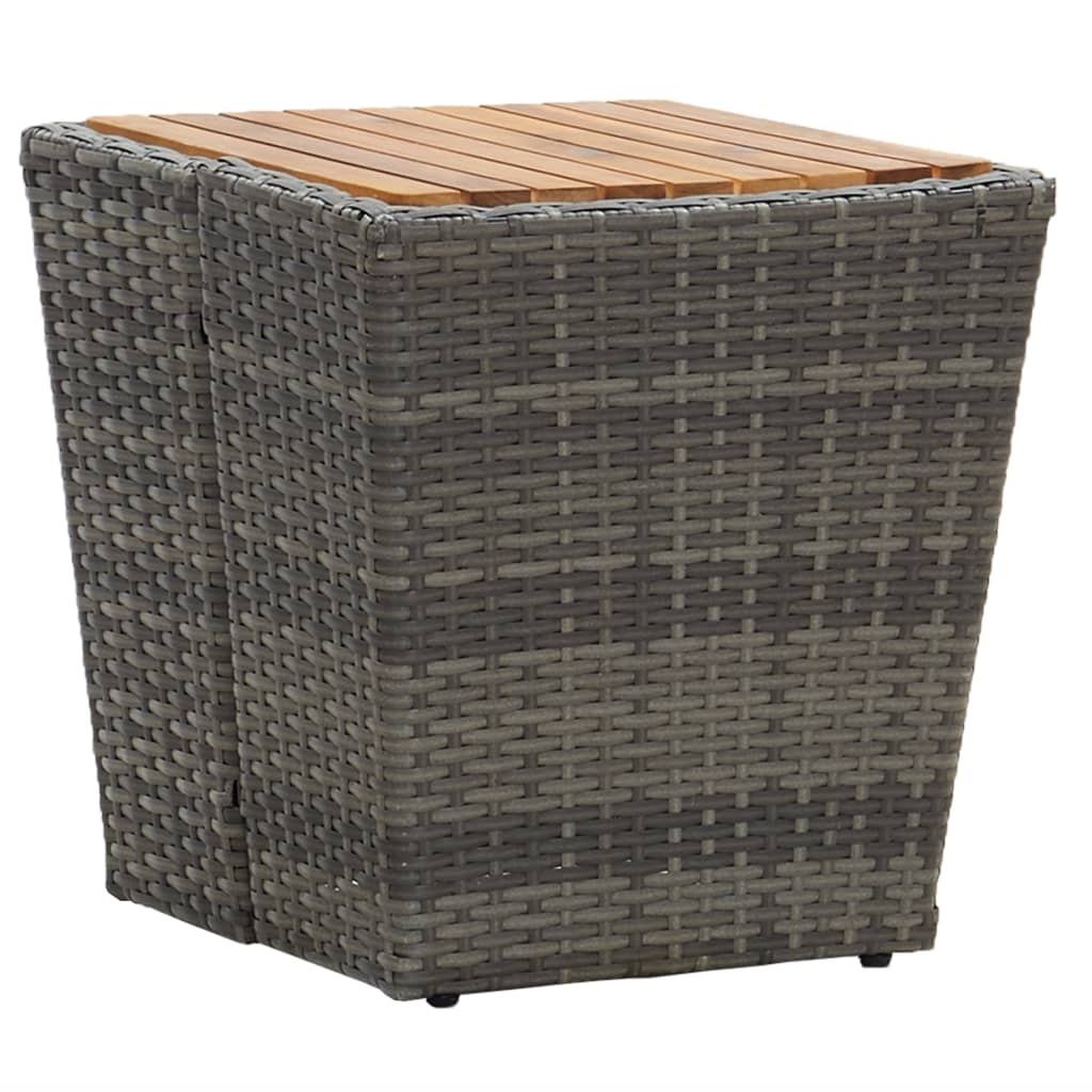 VidaXL Theetafel 41,5x41,5x43 cm poly rattan massief acaciahout grijs