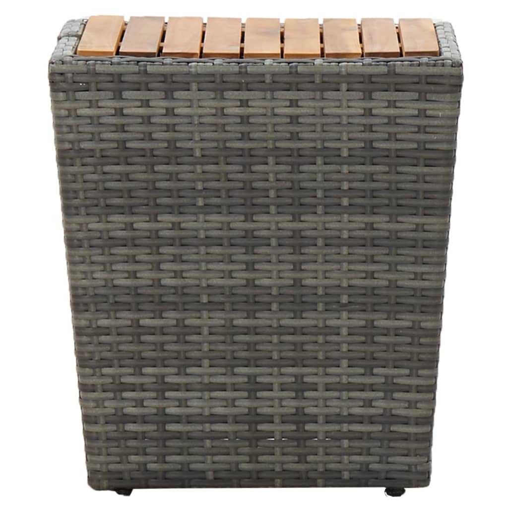 VidaXL Theetafel 41,5x41,5x43 cm poly rattan massief acaciahout grijs