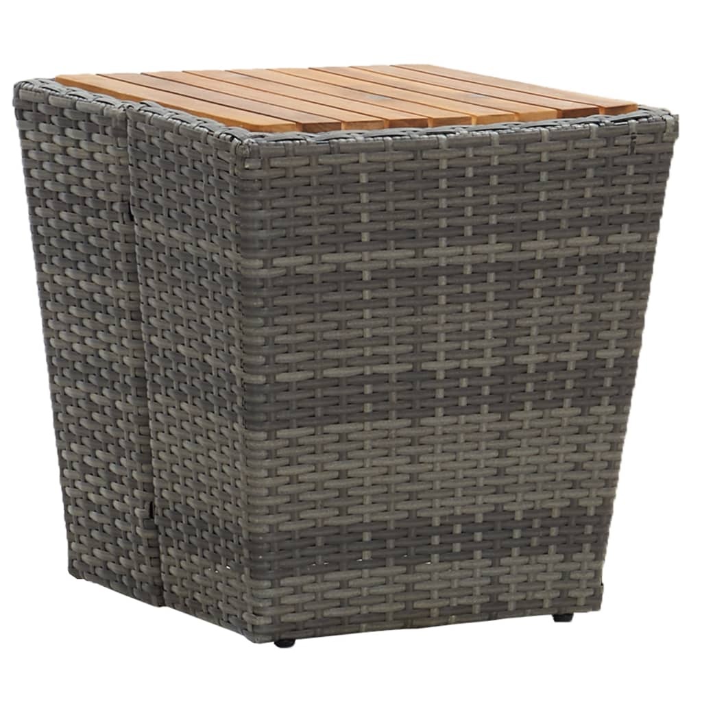 VidaXL Theetafel 41,5x41,5x43 cm poly rattan massief acaciahout grijs