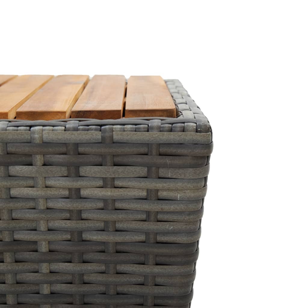 VidaXL Theetafel 41,5x41,5x43 cm poly rattan massief acaciahout grijs