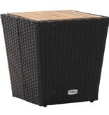VidaXL Theetafel 41,5x41,5x43 cm poly rattan massief acaciahout zwart