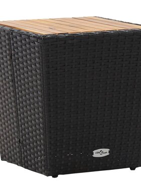VidaXL Theetafel 41,5x41,5x43 cm poly rattan massief acaciahout zwart