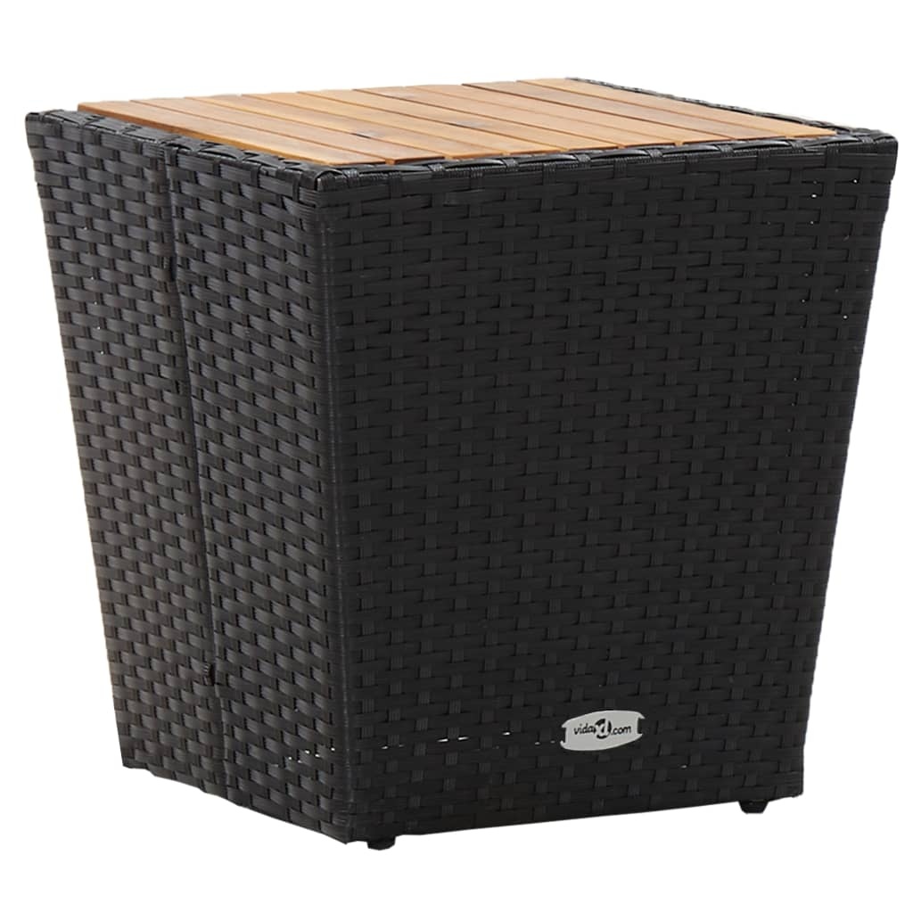 VidaXL Theetafel 41,5x41,5x43 cm poly rattan massief acaciahout zwart