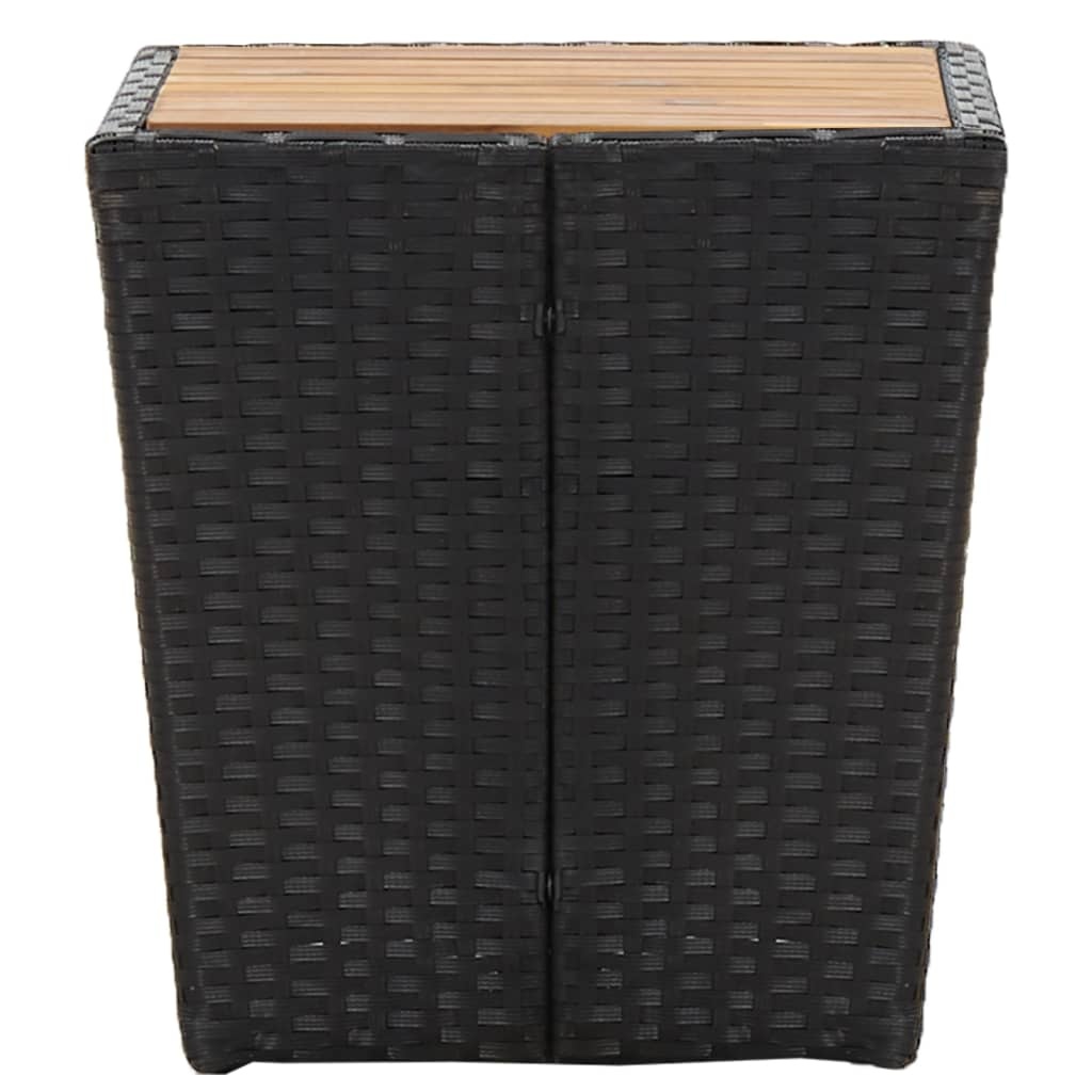VidaXL Theetafel 41,5x41,5x43 cm poly rattan massief acaciahout zwart