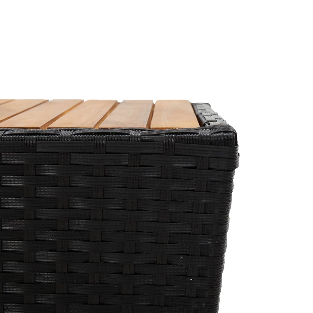 VidaXL Theetafel 41,5x41,5x43 cm poly rattan massief acaciahout zwart