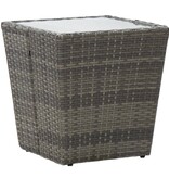 VidaXL Theetafel 41,5x41,5x43 cm poly rattan en gehard glas grijs