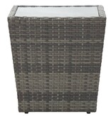 VidaXL Theetafel 41,5x41,5x43 cm poly rattan en gehard glas grijs