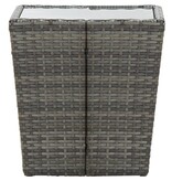 VidaXL Theetafel 41,5x41,5x43 cm poly rattan en gehard glas grijs