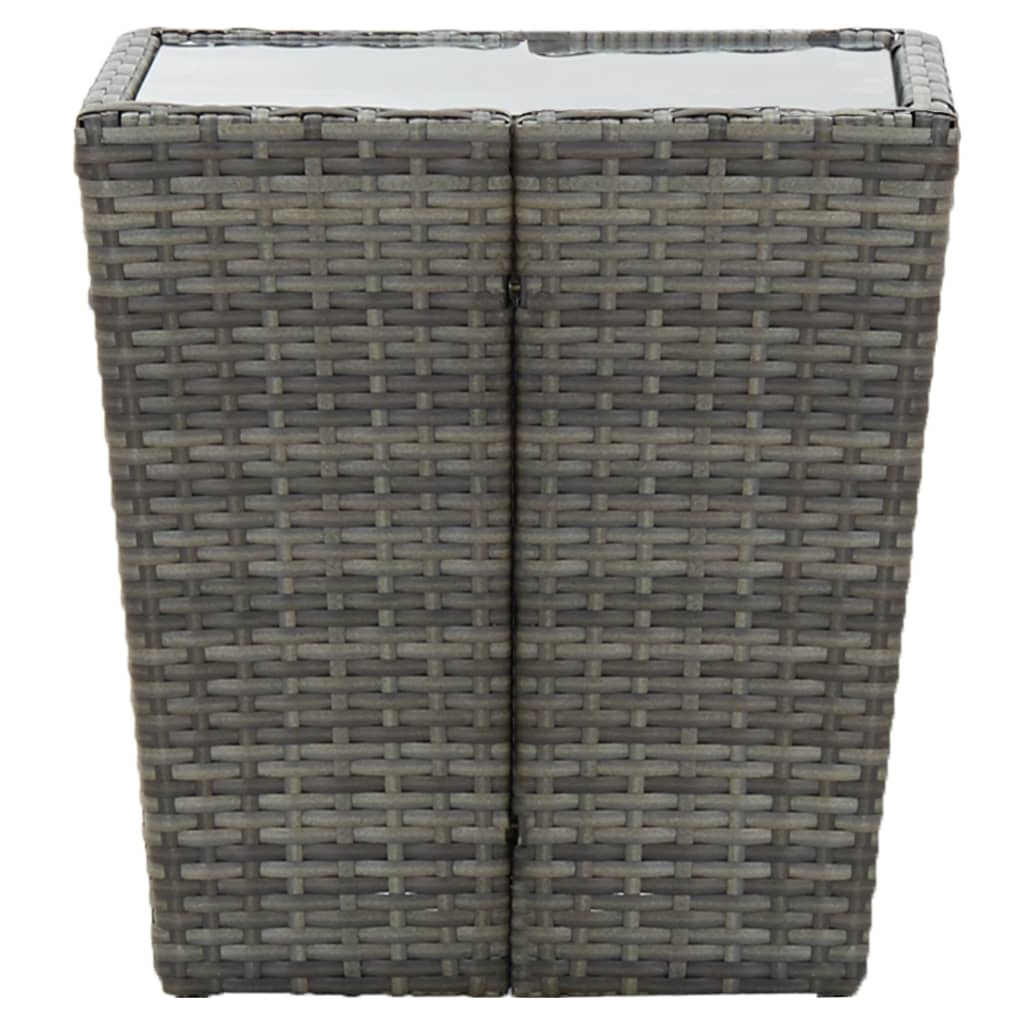 VidaXL Theetafel 41,5x41,5x43 cm poly rattan en gehard glas grijs