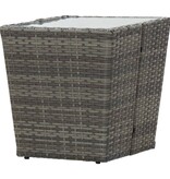 VidaXL Theetafel 41,5x41,5x43 cm poly rattan en gehard glas grijs