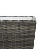VidaXL Theetafel 41,5x41,5x43 cm poly rattan en gehard glas grijs