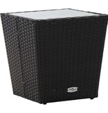 VidaXL Theetafel 41,5x41,5x43 cm poly rattan en gehard glas zwart
