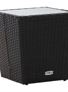 VidaXL Theetafel 41,5x41,5x43 cm poly rattan en gehard glas zwart