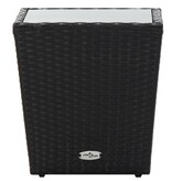 VidaXL Theetafel 41,5x41,5x43 cm poly rattan en gehard glas zwart
