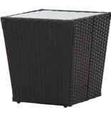 VidaXL Theetafel 41,5x41,5x43 cm poly rattan en gehard glas zwart