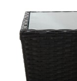 VidaXL Theetafel 41,5x41,5x43 cm poly rattan en gehard glas zwart
