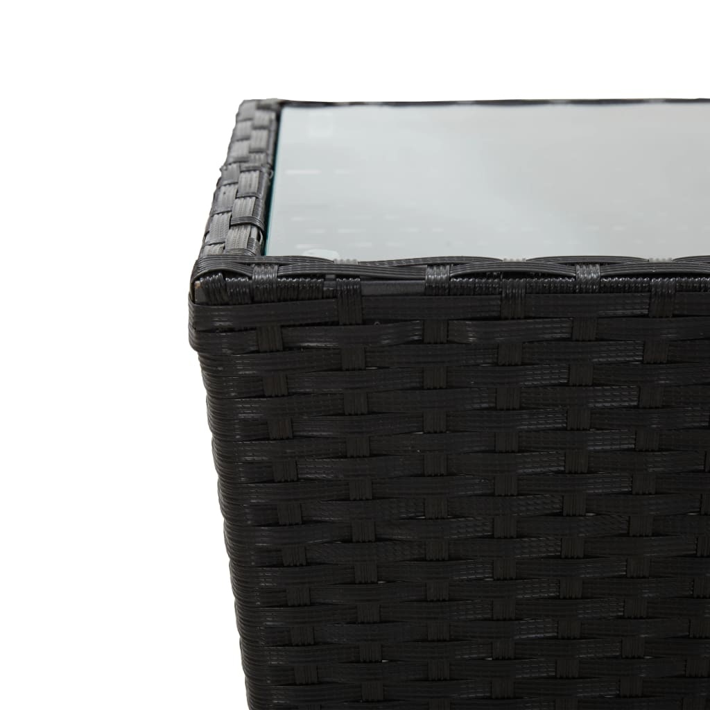 VidaXL Theetafel 41,5x41,5x43 cm poly rattan en gehard glas zwart