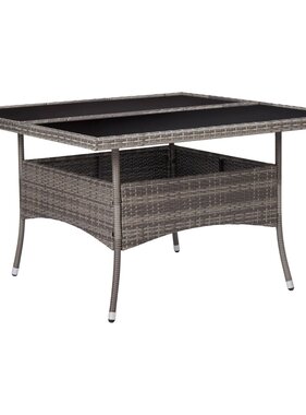 VidaXL Tuintafel poly rattan en glas grijs