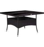 VidaXL Tuintafel poly rattan en glas zwart