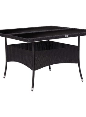 VidaXL Tuintafel poly rattan en glas zwart