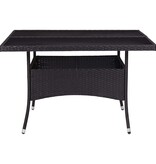 VidaXL Tuintafel poly rattan en glas zwart
