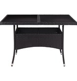 VidaXL Tuintafel poly rattan en glas zwart