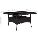 VidaXL Tuintafel poly rattan en glas zwart