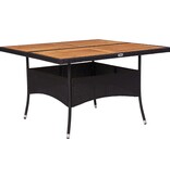 VidaXL Tuintafel poly rattan en massief acaciahout zwart