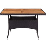 VidaXL Tuintafel poly rattan en massief acaciahout zwart