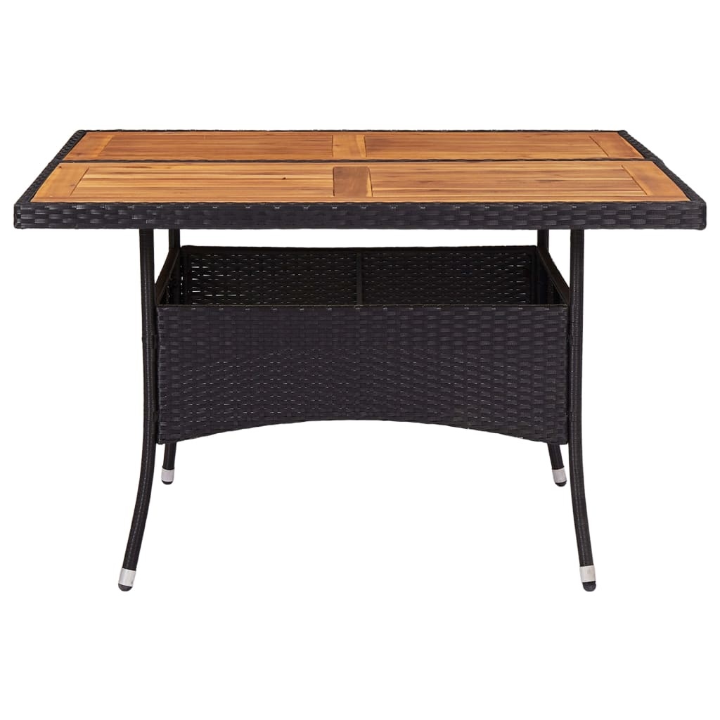 VidaXL Tuintafel poly rattan en massief acaciahout zwart
