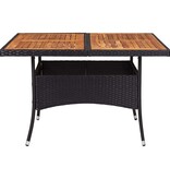 VidaXL Tuintafel poly rattan en massief acaciahout zwart