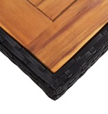 VidaXL Tuintafel poly rattan en massief acaciahout zwart