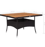 VidaXL Tuintafel poly rattan en massief acaciahout zwart
